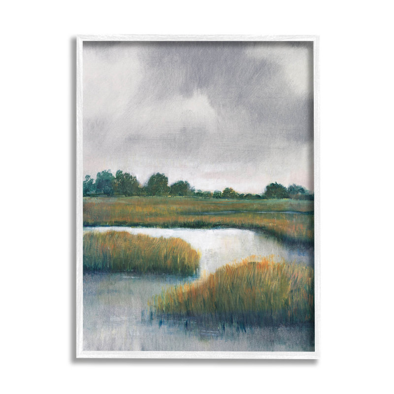 Art de giclée de ruisseau dans les marais, par Tim Otoole, H 14 po x l 11 po x P 1,5 po, Giclée encadrée blanc bord de mer