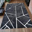 Tapis noir moelleux fait à la main avec motif géométrique argenté - tapis doux et durable pour le salon-1633080549