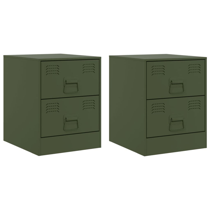 34.5cm W Steel Bedside Table, Green, Set of 2