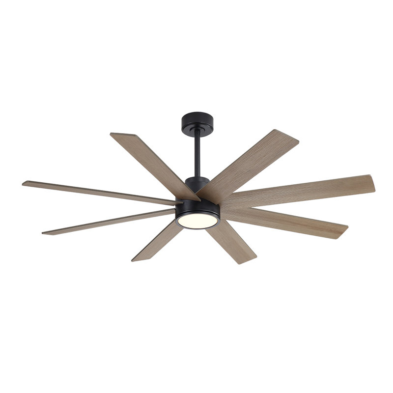 Ladanna 8-Blade Integrated LED Ceiling Fan, Black with Gray Blades, 72"