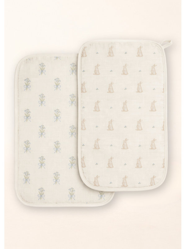 Oilo Studio - Paquet de 2 chiffons de qualité supérieure en mousseline, Lapin et muguet