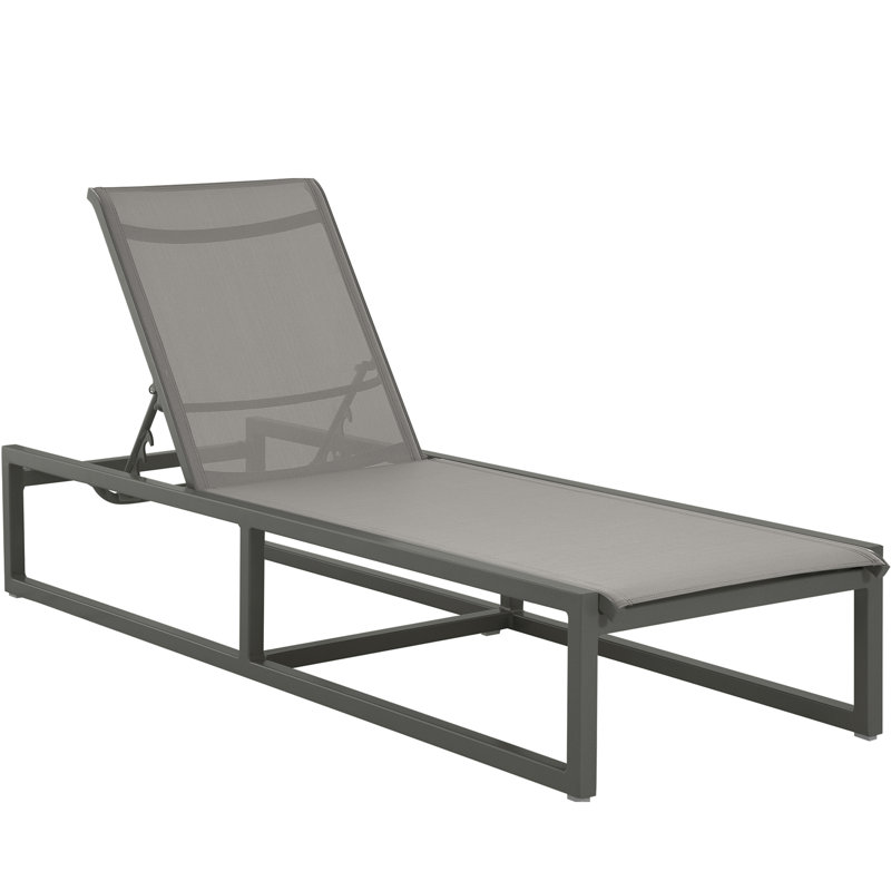 Chaise longue Serenata Sling - Gris avec assise grise, Gris / toile grise