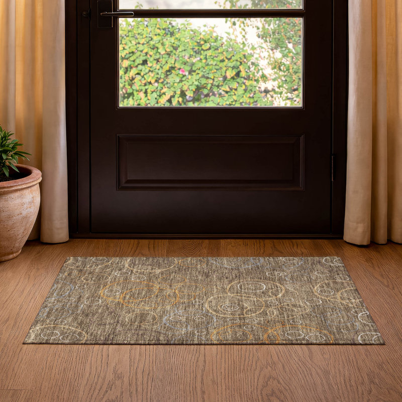 Premium Machine Washable Mayfield AMF2408 Bubbles Rug, 2'6" x 3'10", Brown