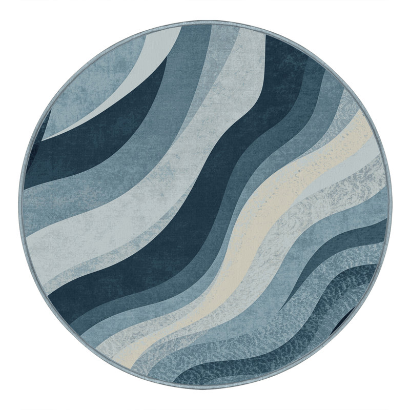 Tapis gris élégant et lavable à la machine Bensonhurst, Rond 6 pi