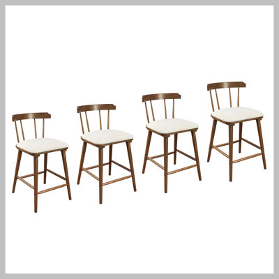 Ensemble de 4 tabourets de comptoir rembourrés en bois avec finition beige noyer Olivia