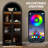Modern 69" Arched Glass Display Cabinet With 4-Tier Shelves And 7-Color LED Lights For Kitchen Or Living Room-1539240998