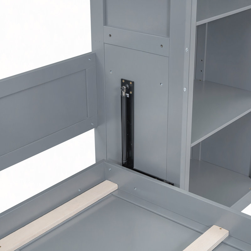 Murphy Bed Wall Bed With Shelves, Grey