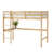 78.6" Twin High Loft Bed With Built-In Desk - Solid Rubber Wood Study Bed Frame - Integrated Safety Ladder & Guardrails - Grey-1379970457