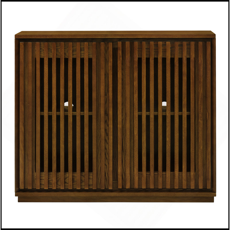Mid Century Modern Fluted Hollowed Out Sideboard Cabinet With 2 Outlet Holes, Buffet Cabinet With Storage, Storage Cabinet For Living Room, Entryway, Hallway, Dining Room, Kitchen