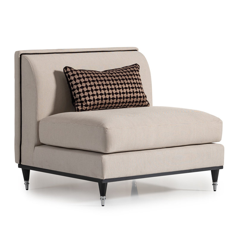 La Francaise 39'' Wide Slipper Chair, Cream/Ivory Polyester Blend