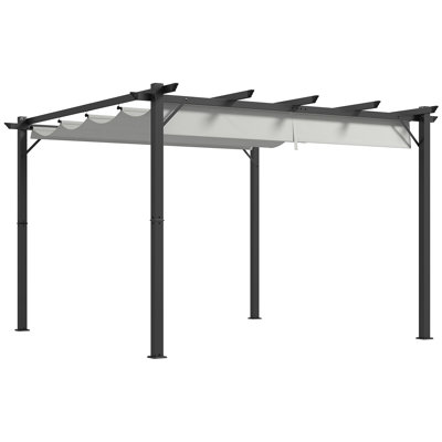 Bartolomea 3 x 3 m Pergola Retractable Roof Canopy Garden Gazebo Light Grey