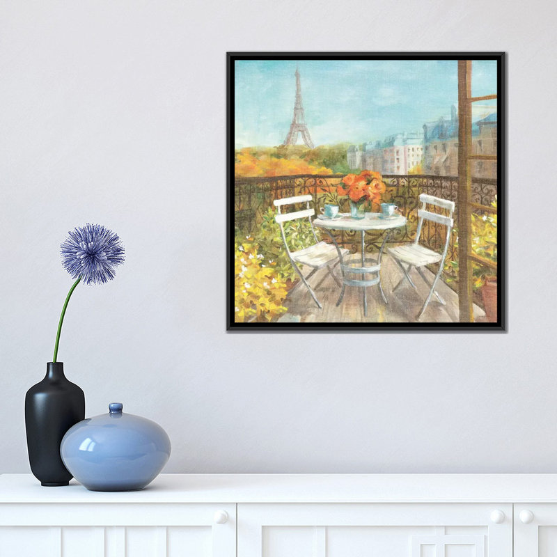"Sept mois à Paris", reproduction d'art sur toile tendue, H 18 po x l 18 po x P 1,5 po, Toile avec cadre noir, Pas de tapis