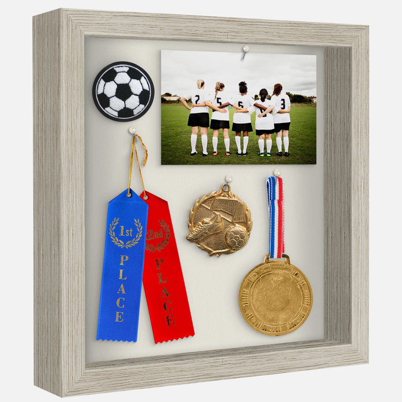Sturdevant Shadow Box Frame Composite Wood with Glass for Hanging and Tabletop, Driftwood, 11" x 11"
