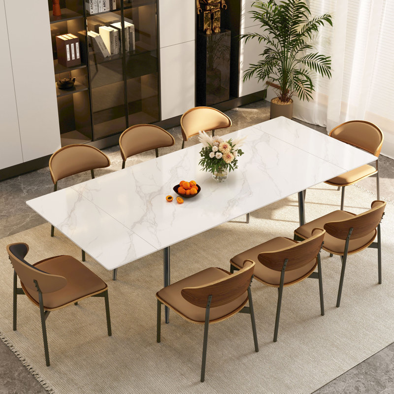 Ensemble de table de salle à manger extensible 62,9 "à 94,4", facile à assembler, Brun, 9