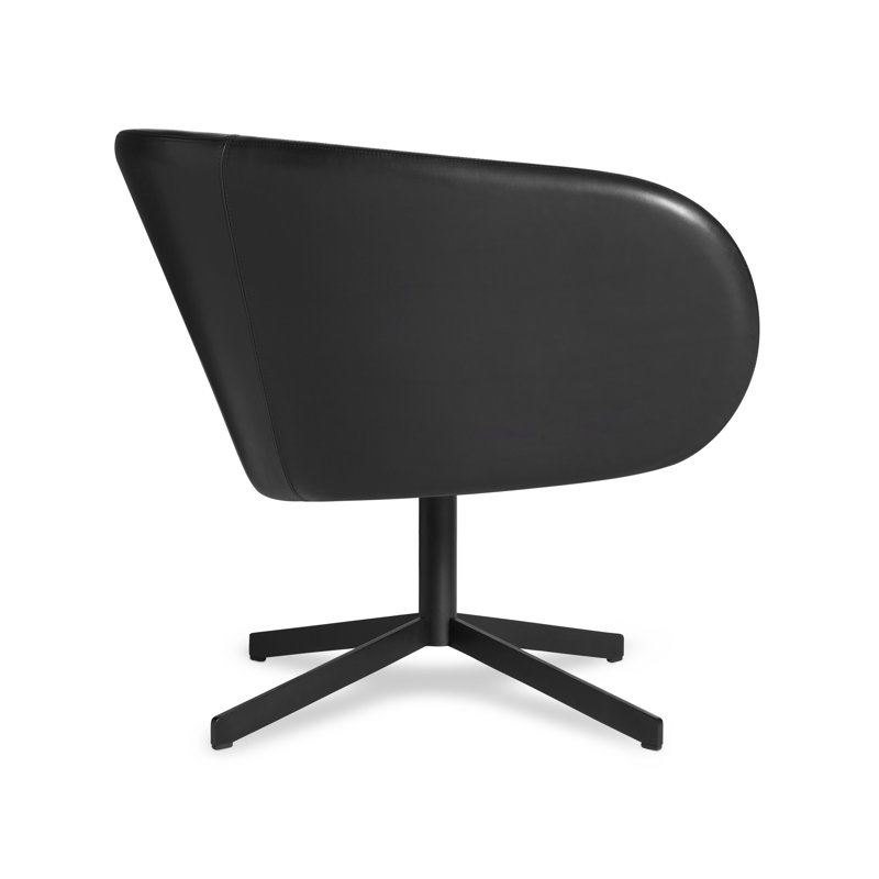 Close Encounter Swivel Barrel Chair, Onyx Genuine Leather