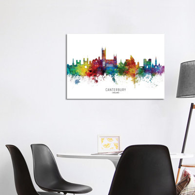 Canterbury England Skyline by Michael Tompsett - Wrapped Canvas Print