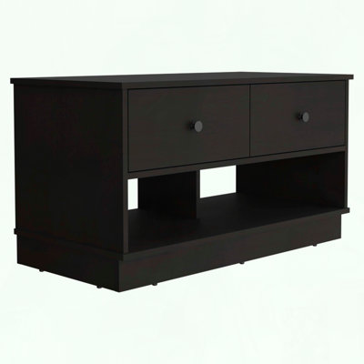 Storage Bench with Two Drawers and Open Shelves