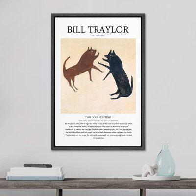 "Deux chiens qui se battent" par Bill Traylor - impression sur toile