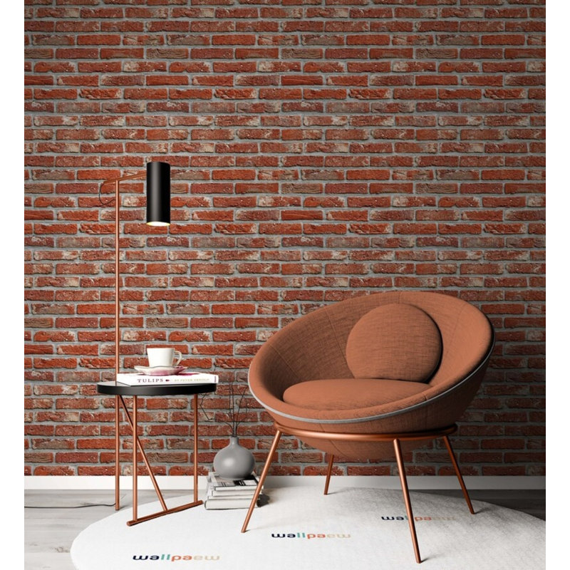 Rustic Red Exposed Brick Wall Mural, 108" L x 160" W