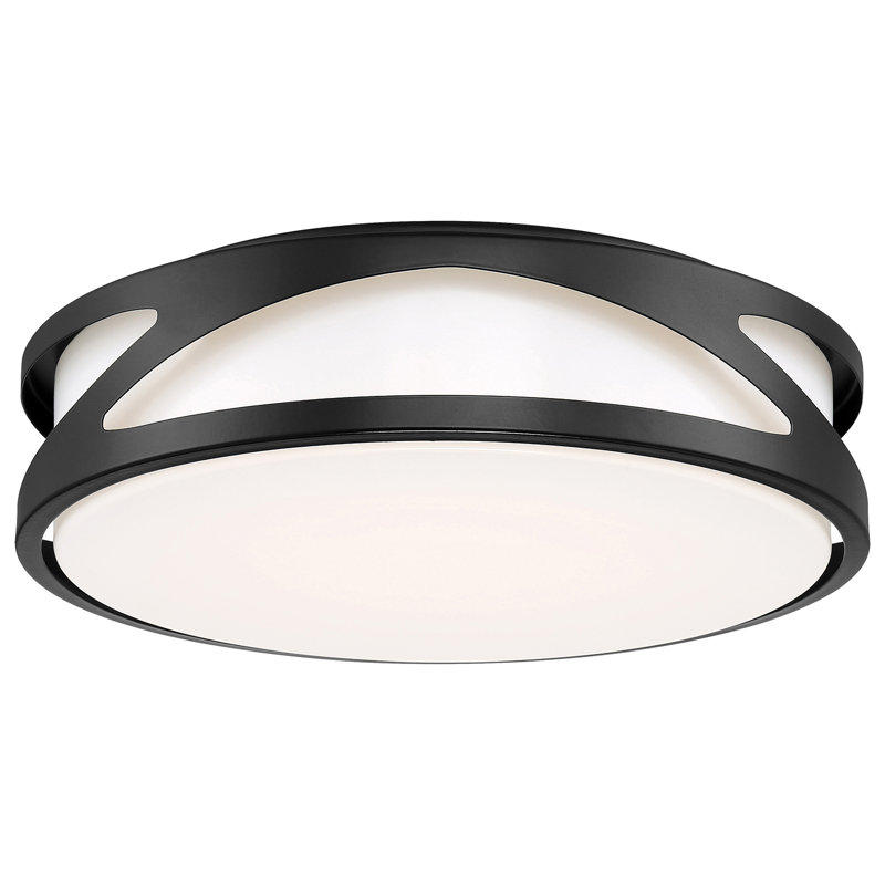 Lucia LED Flush Mount, 4000K, Black, 4" H x 14" W x 14" D
