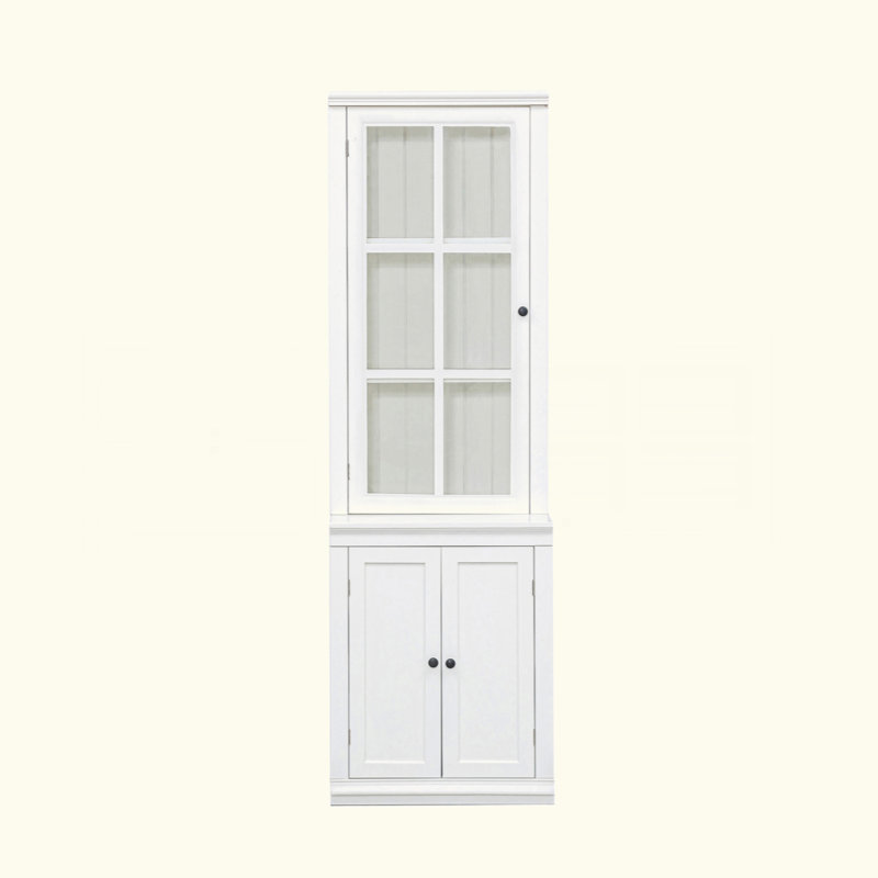 Vitrine haute de 75,25 po avec porte simple en verre trempé, bahut avec porte à double action à gauche et à droite pour le salon, la cuisine, la maison, le studio ou l'espace de travail