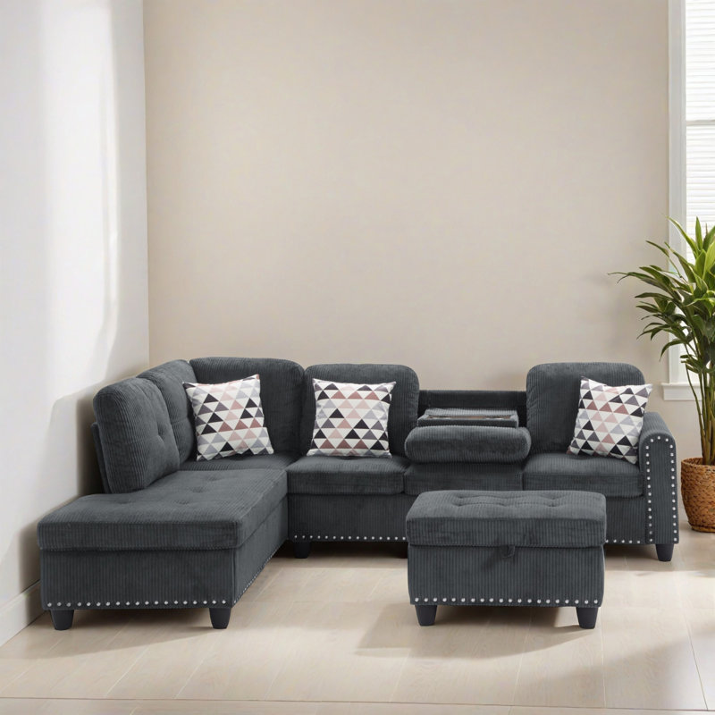 Canapé modulaire de 94,51 po faisant face à la gauche avec méridienne en forme de L, canapé modulaire moderne avec siège profond, fauteuils rembourrés pour la chambre à coucher du salon