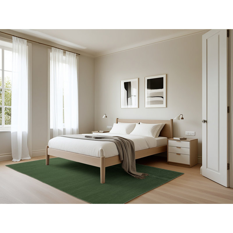 Tapis vert uni lavable à la machine, Rectangle 5 pi x 7 pi