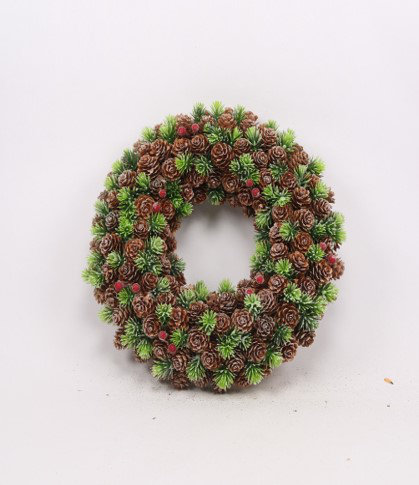 Mini Pinecone And Berries Frosted Christmas Wreath - 13" - Unlit