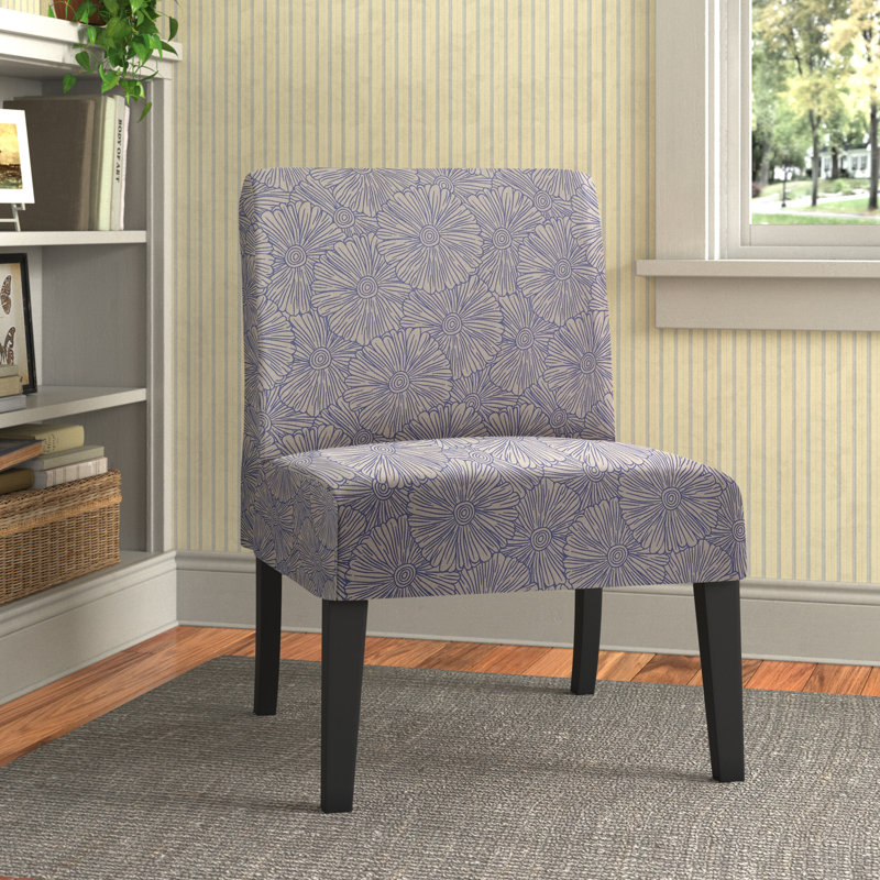 Lisette Upholstered Slipper Chair, Blue Floral