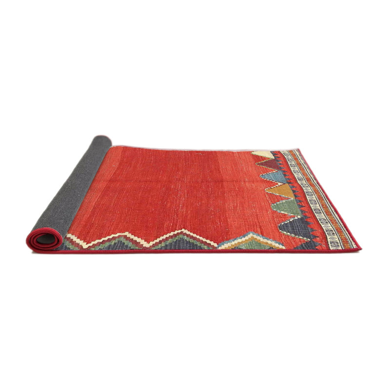 Tapis de zone rouge/gris contemporaine, Rond 8 pi