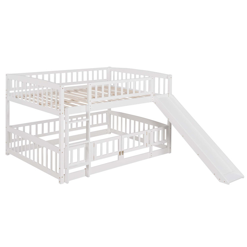 Standard Low Bunk Bed with Slide by Harriet Bee, Full over Full, White