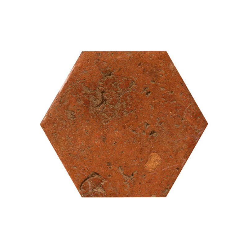 Scarlet 6X7 Hexagon Rosso Siena Terracotta Porcelain Wall and Floor Tile, Red