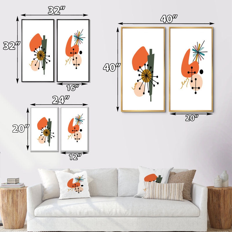 Scandinavian Abstract Geometric, H 20 po x l 24 po x P 1 po, Cadre noir