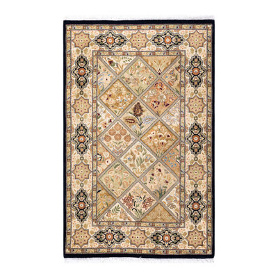 Tapis oriental brun noué à la main One-of-a-Kind