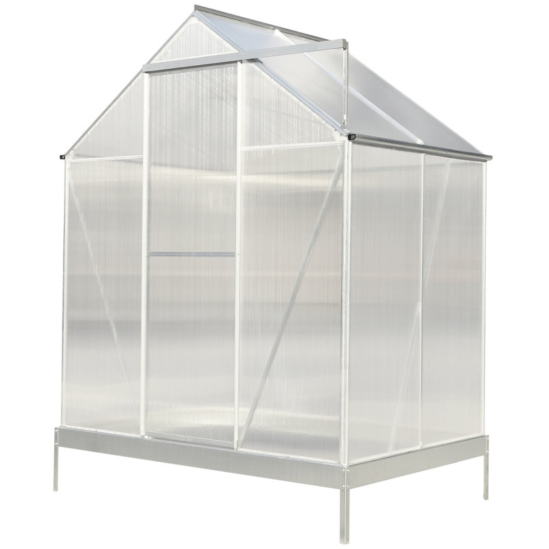 6.3'*4.2'*7' Polycarbonate Greenhouse, 8' H x 6.3' W x 4.2' D, Silver
