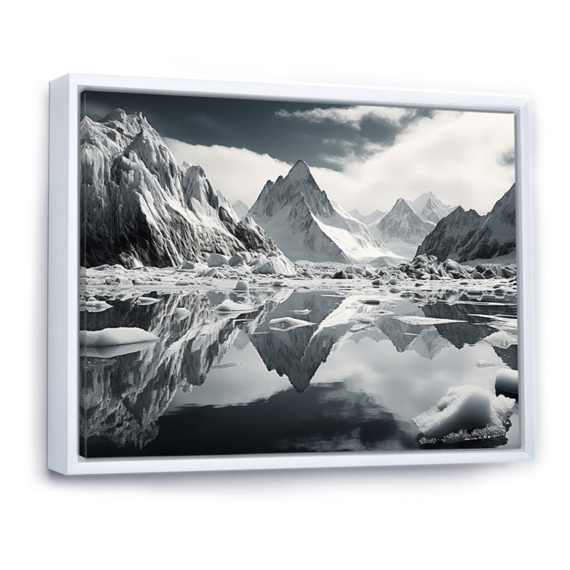 Biagio " Grey Glacier Wonderment ", H 12 po x l 20 po x P 1 po, Cadre flottant blanc