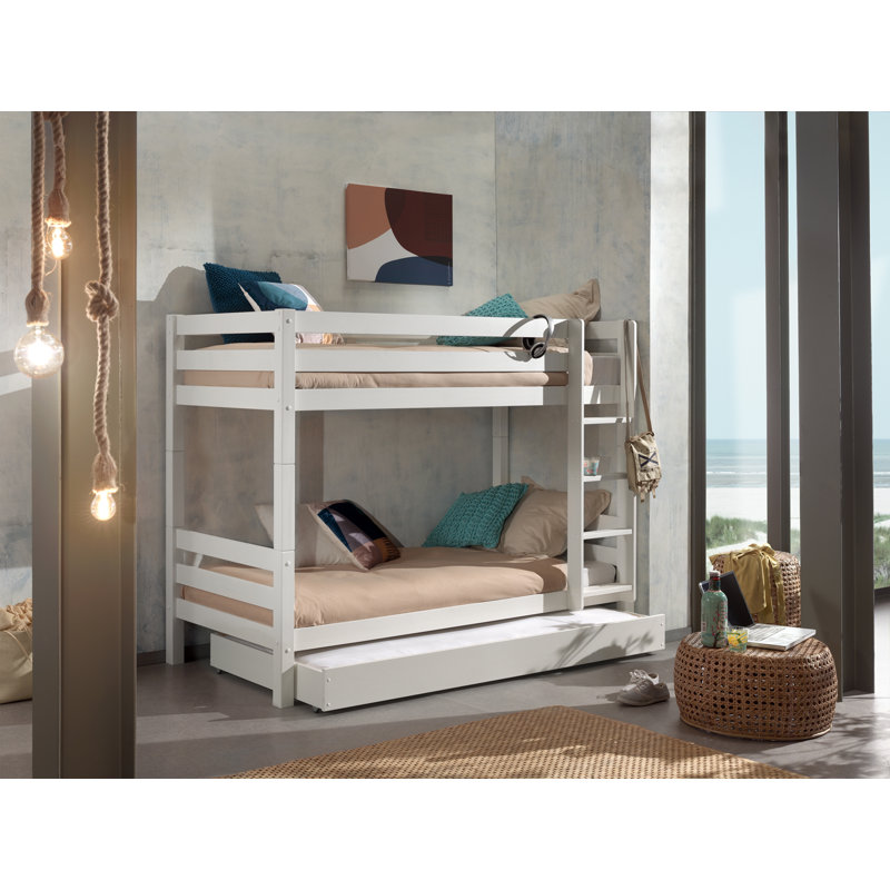 Pino Kids European Single (90 X 200cm) Bunk Bed with Trundle, White