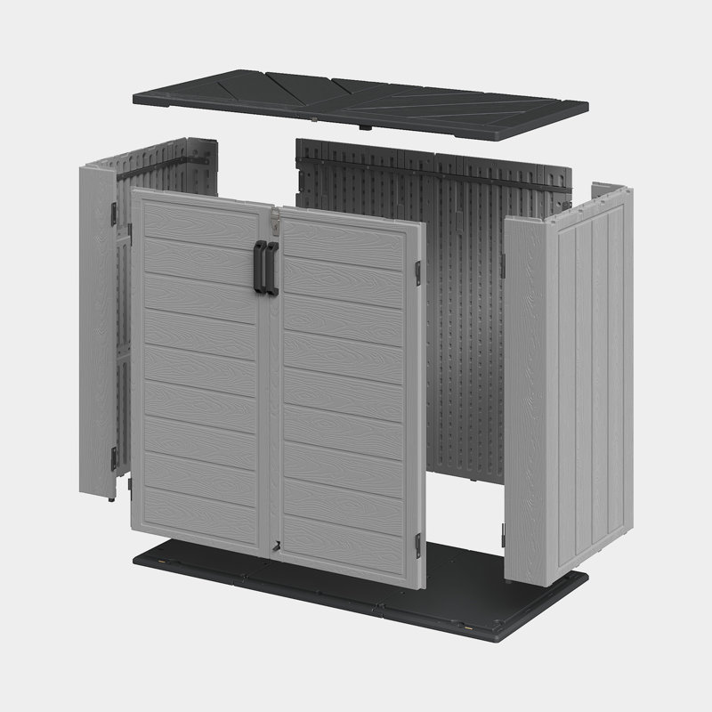 4.7 ft. W x 2.2 ft. D 1200L Outdoor Resin Horizontal Storage Shed With Floor, Lockable, Grey