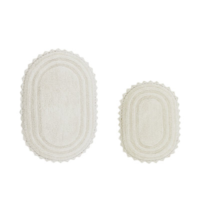 Janneli 100% Cotton Tufted 2 Piece Bathroom Rug Set, Reversible, Super Absorbent & Extra Soft Machine Washable Bath Rug