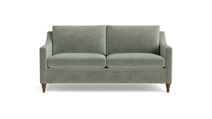 Vera Loveseat (70"), Performance Weave - Basil, Walnut Finish (Turned)