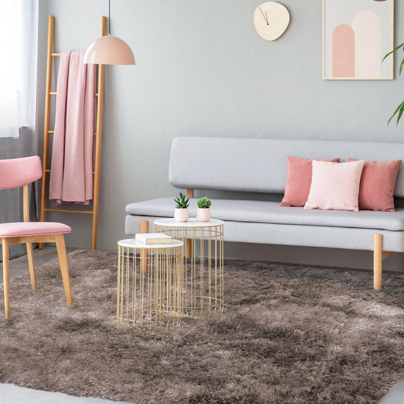 Elana Solid Colour Shag Area Rug, Rectangle 120 x 170cm