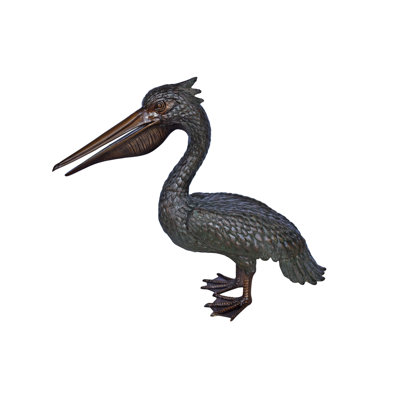 Clintwood Pelican Standing and Looking Ahead Bronze Statue - Size: 27"L x 8"W x 22"H.