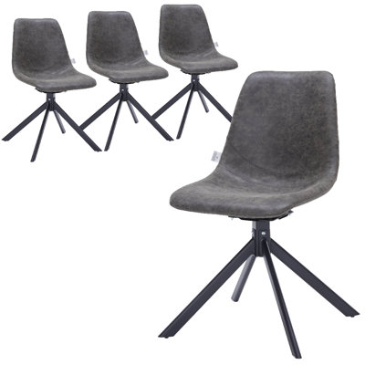 Matthew Leather Dining Side Chair With 360-Degree Swivel And Powder-Coated Iron Legs Matthew Collection