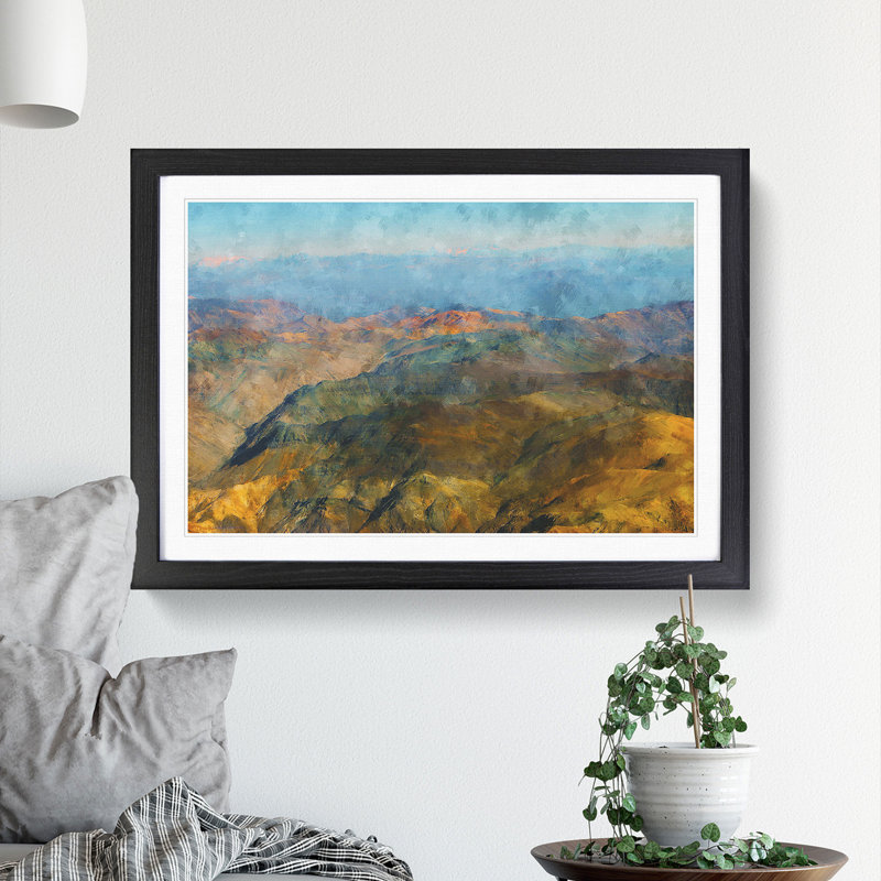 The Andes Mountains in Argentina Chile - Picture Frame Graphic Art, 27cm H x 36cm W x 2cm D, Black