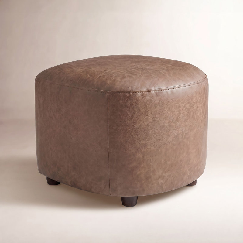 Bobbi Genuine Leather Ottoman, Black