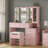 43" W Vanity Desk with Mirror & 11 Lights, 5 Drawer Modern Makeup Desk with Glass top & Cushioned Stool, 3 Lighting Modes Brightness Adjustable,Power Outlet,Bedroom-2119572305