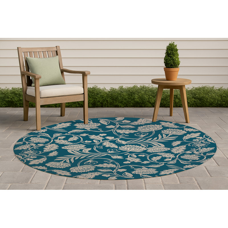 Autumn Vines Non Slip Outdoor Rug, Round 5'