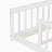 Twin Size Floor Bed with Fence without Door, Rubber Wood Floor Bed with Safety Guardrails,White