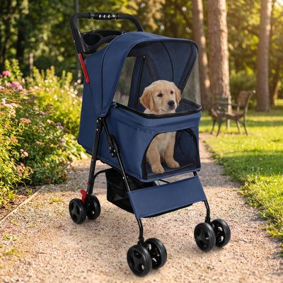 Poussette pliable pour animaux de compagnie pour petits chiens et chats