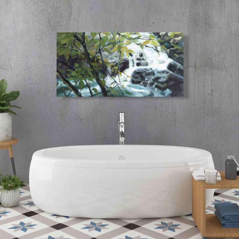 Peaceful Fall - Toile grise contemporaine pour la décoration intérieure, H 48 po x l 24 po